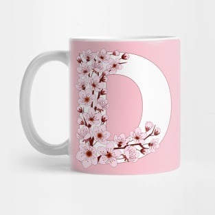 Colorful capital letter D patterned with sakura twig Mug